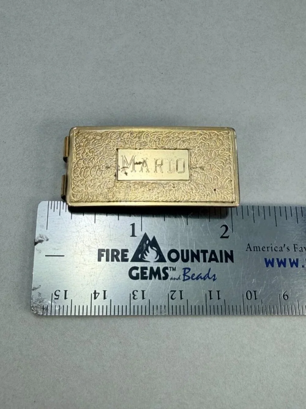 Vintage Gold Filled Mario Personalized Money Clip Engraved Floral Etched